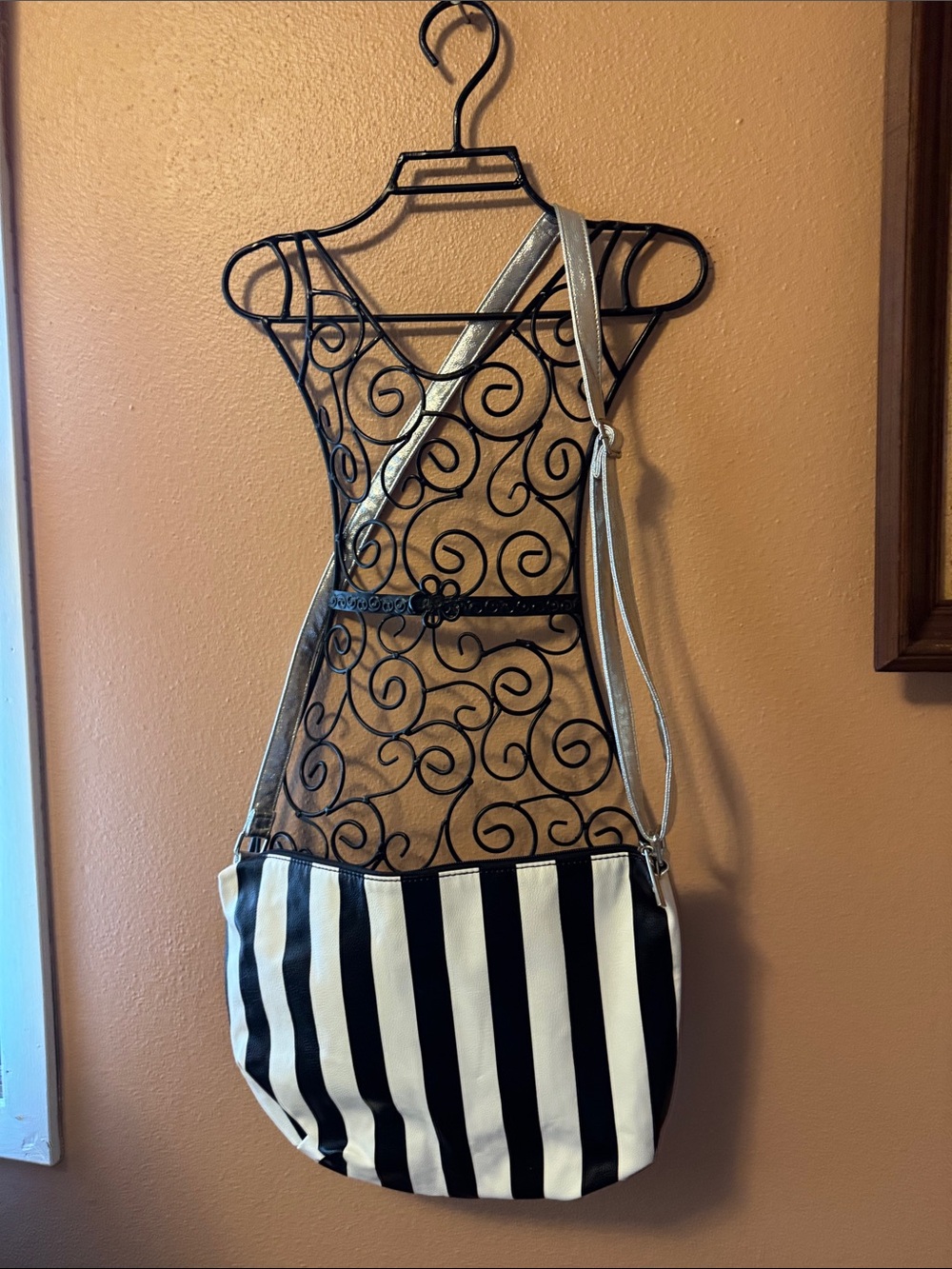 Striped Black and White Crossbody Bag
